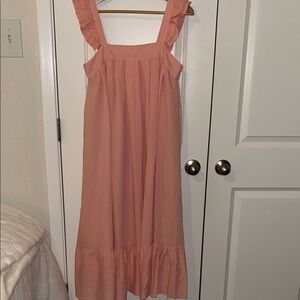 Pink Sleeveless Ruffle Dress